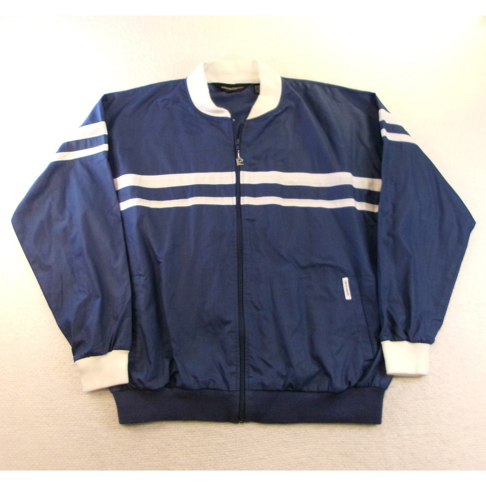 Pierre Cardin Mens XL Track Jacket Navy Blue White Stripe Full Zip 17035